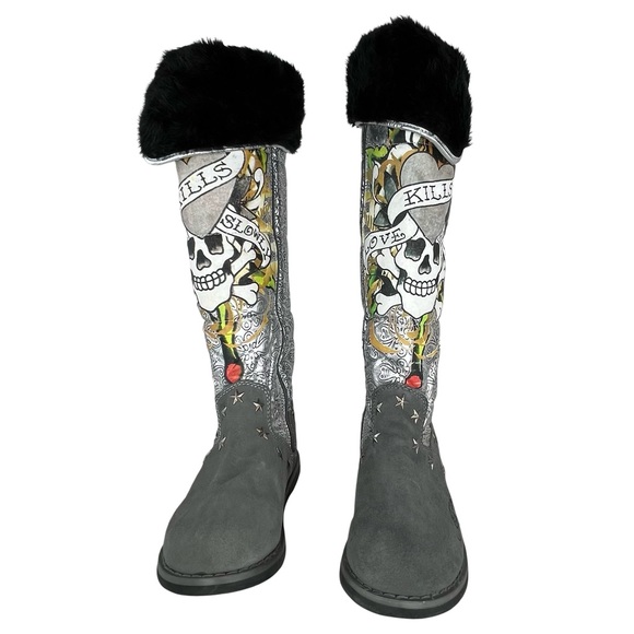 Ed Hardy Shoes - Ed Hardy Love Kills Slowly Tall Winter Boots Women’s Size 7
